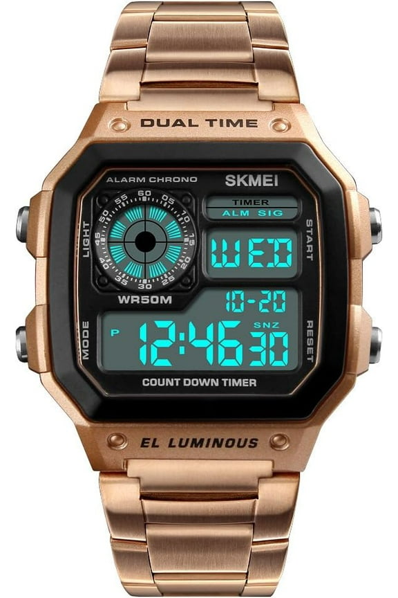 Wrist Watch for Men, Digital Sports Waterproof Watch with Dual Time Chronograph Countdown Alarm Backlight