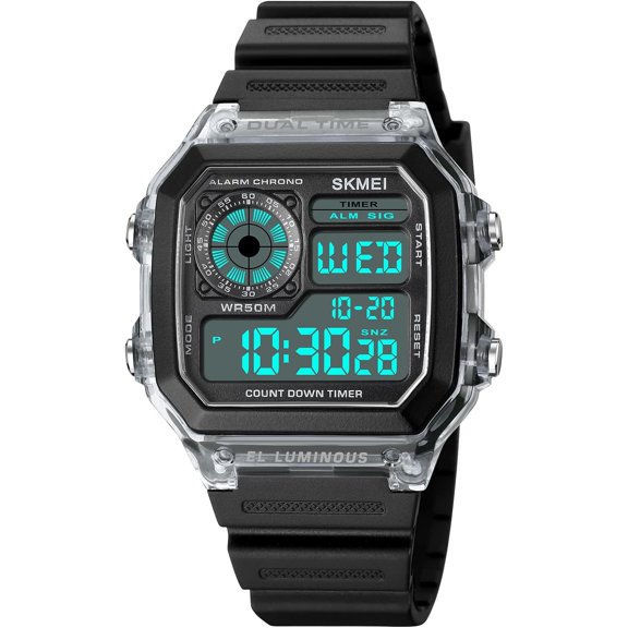 Wrist Watch for Men, Digital Sports Waterproof Watch with Dual Time Chronograph Countdown Alarm Backlight