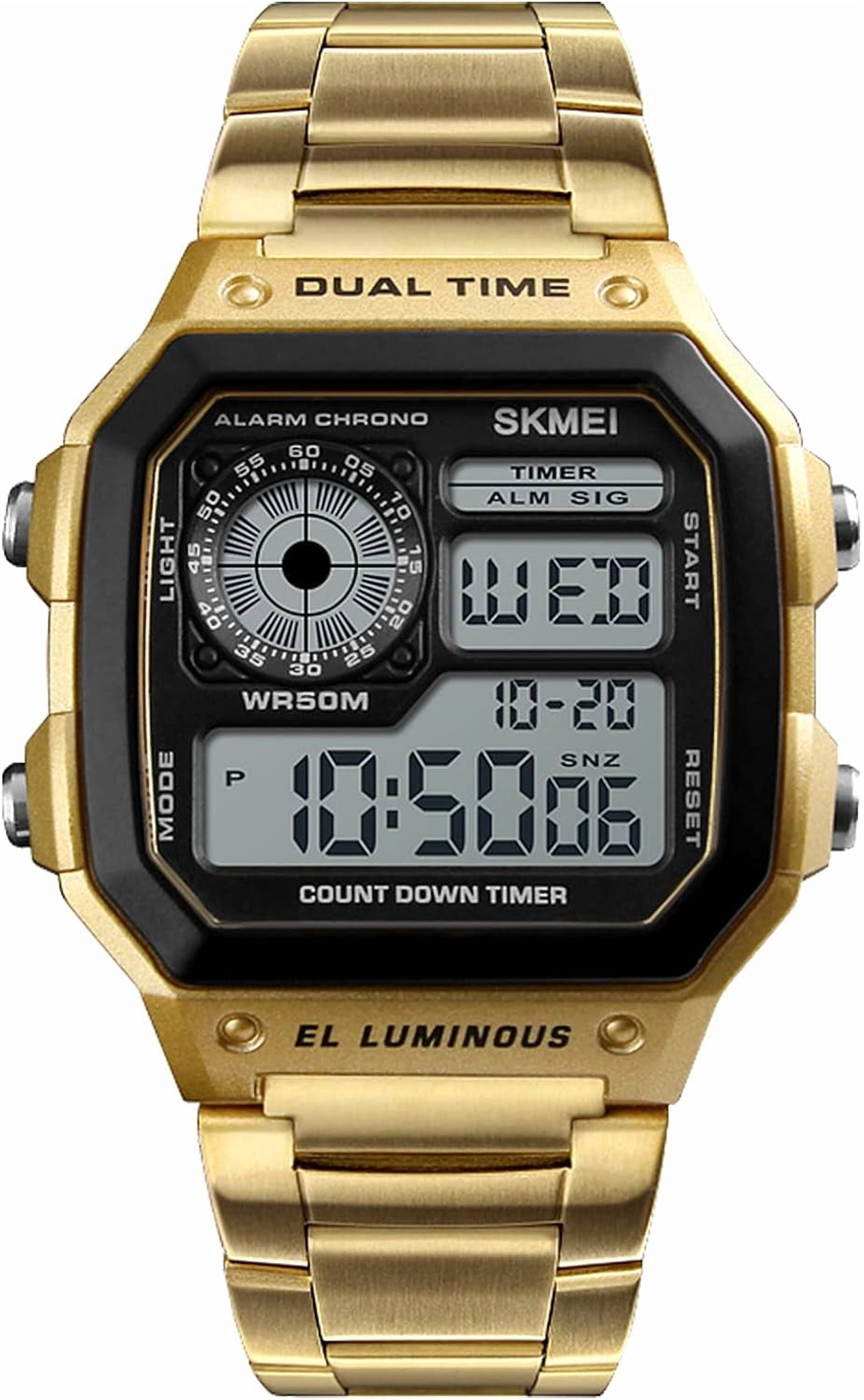 Wrist Watch for Men, Digital Sports Waterproof Watch with Dual Time Chronograph Countdown Alarm Backlight