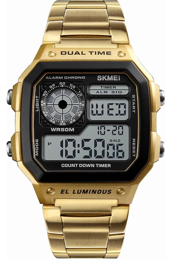 Wrist Watch for Men, Digital Sports Waterproof Watch with Dual Time Chronograph Countdown Alarm Backlight