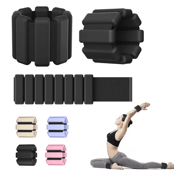 Wrist Weights, 2Pack Adjustable Wearable Wrist Ankle Weights for Women/Men, Silicone Wrist Bangles for Walking, Yoga, Pilates, and Gym, Arm & Leg Workout, 2lb