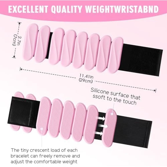 Wrist Weights, 2Pack Wearable Wrist Ankle Weights for Women and Men, Adjustable Silicone Arm and Leg Wrist Bracelets for Walking, Yoga, Pilates and Gym, 2lb