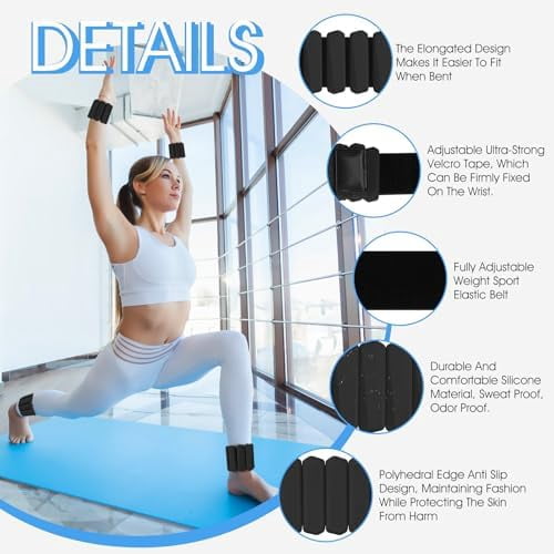 Wrist Weights Set of 2(1Lbs Each), Adjustable Wrist and Ankle Weights for Women and Men, Wearable Arm & Leg Weights Set for Walking, Yoga, Swimming, Cardio, Aerobics, Gym