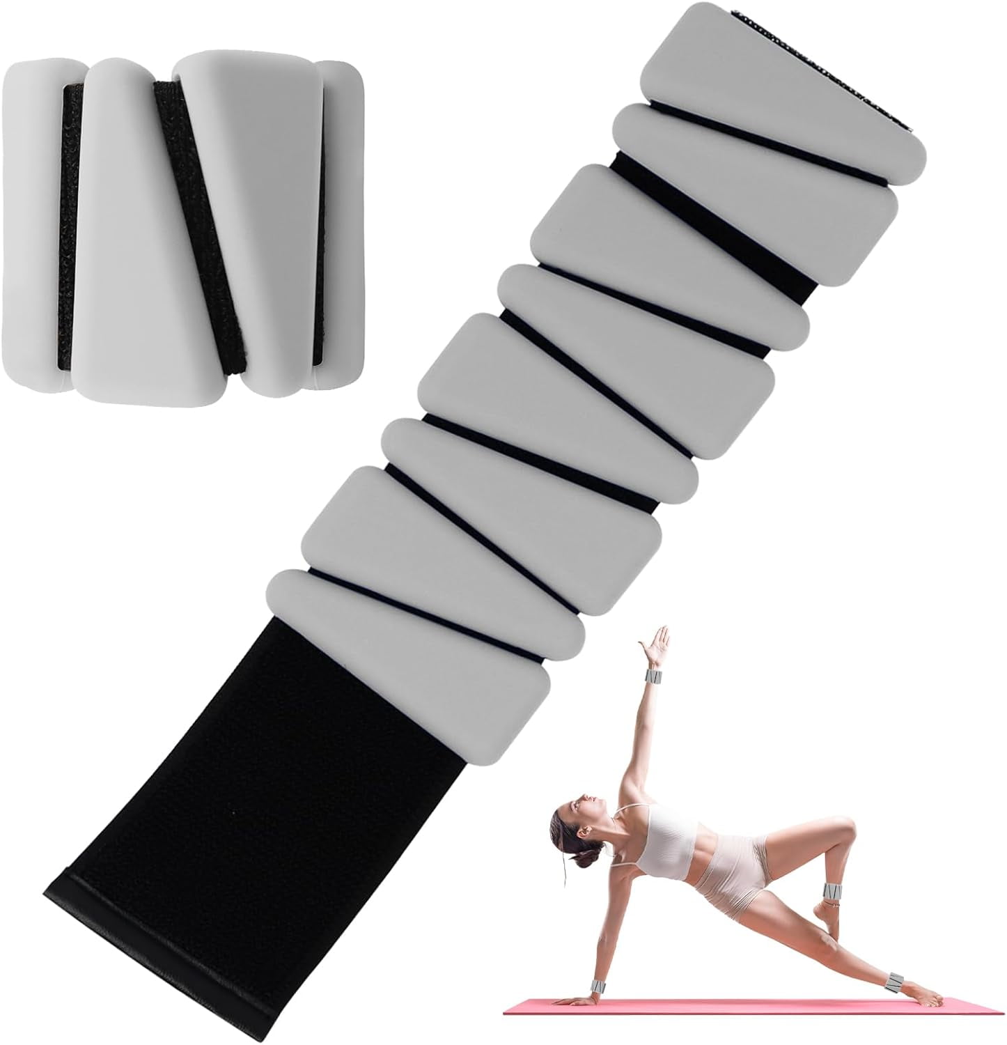 Wrist Weights Set of 2, Adjustable Silicone Workout Weights for Women and Men, Wearable Ankle/Wrist Weights Suitable for Yoga, Dance, Pilates, Pool Exercises and Jogging, 2lb