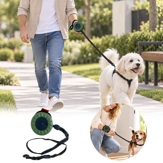 Wrist Worn Retractable Dog Leash, Hands Free Wrist Pet Walking Leash With Quick Lock Switch, Reflective Nylon Strap And Secure Hook For Outdoor Dog Walking And Training