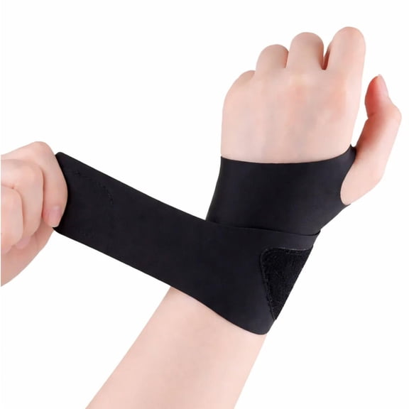Wrist Wrap Adjustable Wrist Wrap Support, Elastic Compression Wrap with Thumb Loop, Secure Hook and Loop Closure, Flexible Wrist Stabilizer for Gym, Fitness, Sports and Daily Use (Black)
