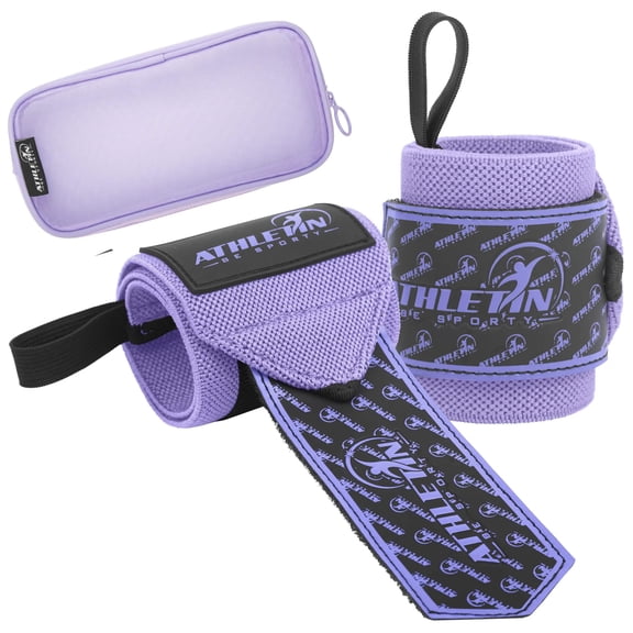 Athletin Weightlifting Wrist Wraps with Thumb Loop, Pair - Purple
