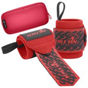 Athletin Weightlifting Wrist Wraps with Thumb Loop, Pair - Red
