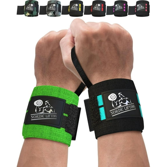 Nordic Lifting Wrist Wraps for Weightlifting. Cross Training and Workout, 2 Pairs - AquablueGreen