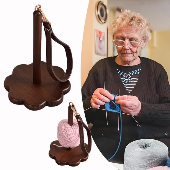 Wrist Yarn Rack Solid Wood Portable Handheld Yarn Holder for Knitting Crochet - Travel Size Yarn Caddy for Sewing Weaving Craft Organizer, Holds Multiple Thread Spools, Lightweight Hand Craft Stand