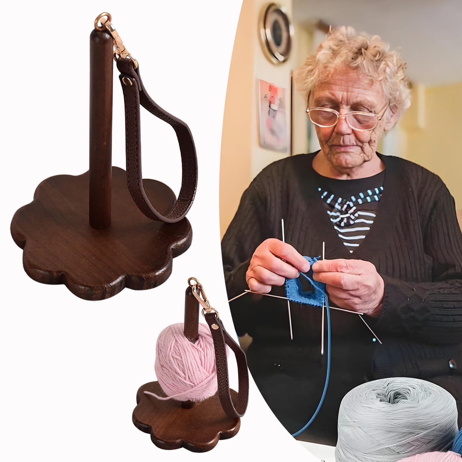 Wrist Yarn Rack Solid Wood Portable Handheld Yarn Holder | Walnut Wood ...