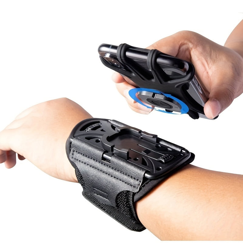 Wrist phone stand, removable, 360° rotation, suitable for iPhone 16/ 15/ 14/ 13/ 12/ Pro/ Pro Max/ XS/ XR/ X/ 8/ 7/ 6/, 4.7-6.5-inch smartphone, with key ring mobile arm strap, suitable for fitness