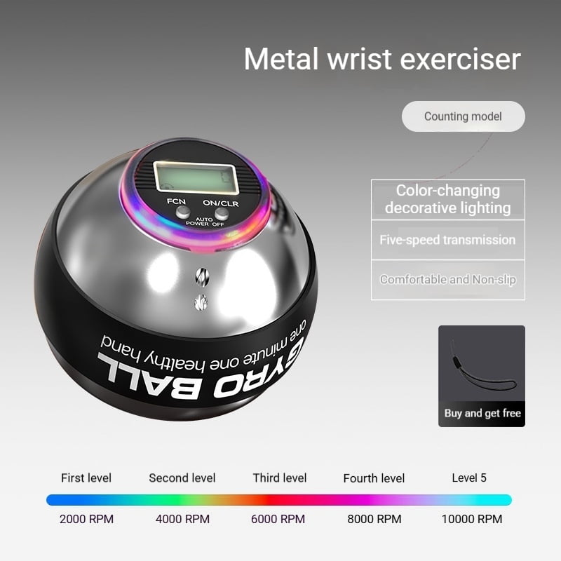 Wrist strength ball, magnetic luminous color light, finger grip device, gyroscope training, fitness, stress relief, grip strength ball