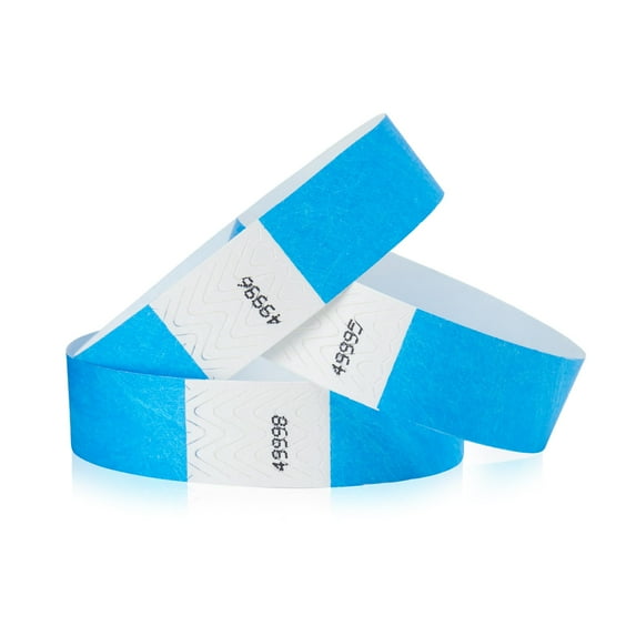 1,000 WristCo Neon Blue Tyvek Wristbands for Events - Tamper-Proof Design & Fluorescent Color Prevent Reuse Premium-Grade Bracelets for Hospital & Medical ID, Party & VIP Identification