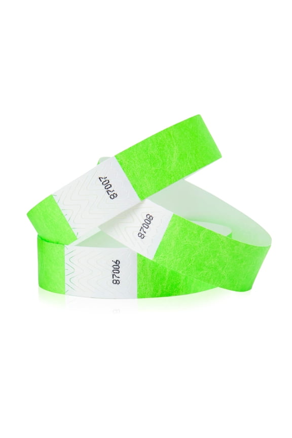 1,000 WristCo Neon Green Tyvek Wristbands for Events - Tamper-Proof Design & Fluorescent Color Prevent Reuse Premium-Grade Bracelets for Hospital & Medical ID, Party & VIP Identification