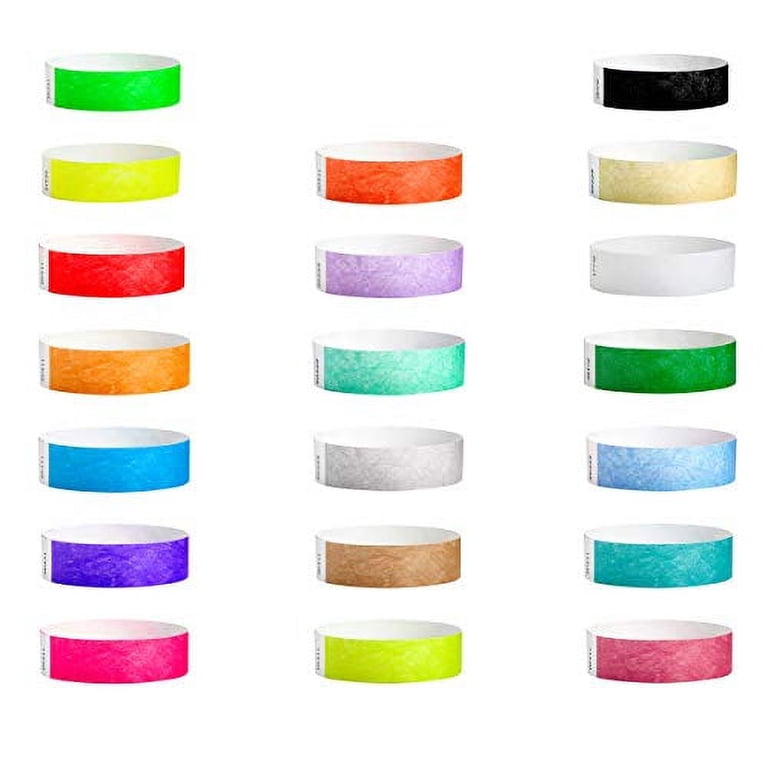 200 Count Neon Paper Wristbands - Adhesive Event Bracelets For Concerts, Parties, ID Entry (Green)