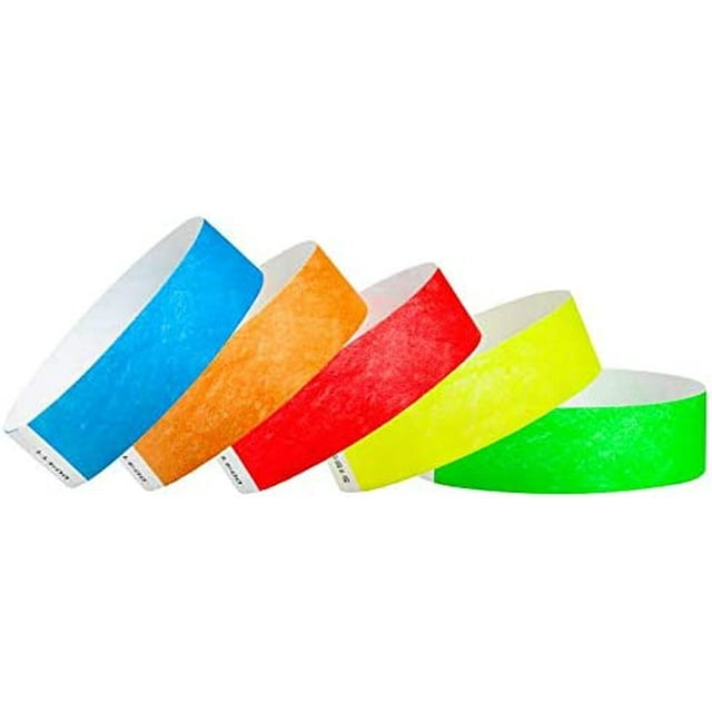 WristCo 200 Pack Neon Color Variety Tyvek Wristbands for Events