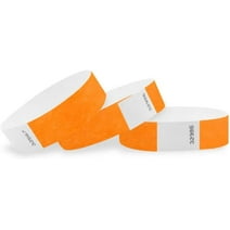 WristCo - 200 Pack Neon Orange Tyvek Wristbands for Events - waterproof recyclable comfortable tear resistant paper bracelets wrist bands for concerts bars party festivals