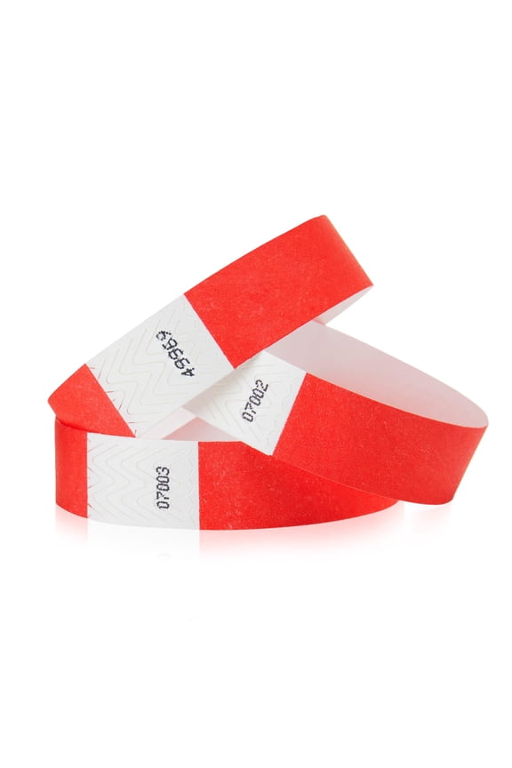 200 WristCo Neon Red Tyvek Wristbands for Events Tamper-Proof Design & Fluorescent Color Prevent Reuse Premium-Grade Bracelets for Hospital & Medical ID, Party & VIP Identification