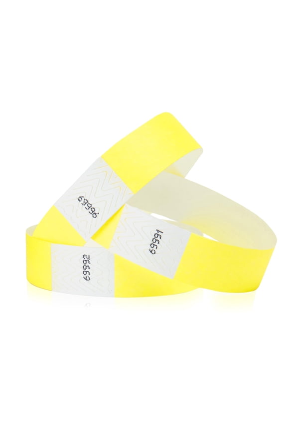 200 WristCo Neon Yellow Tyvek Wristbands for Events Tamper-Proof Design & Fluorescent Color Prevent Reuse Premium-Grade Bracelets for Hospital & Medical ID, Party & VIP Identification