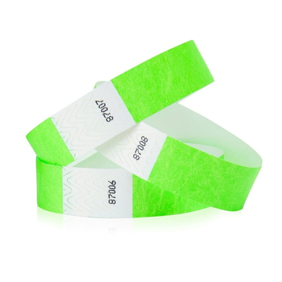 500 Tyvek WristCo Wristbands for Events | Neon Green + | Water-proof Tamper-Proof Designs Prevents Reuse – Premium Grade Bracelet for Hospitals & Medical ID, Party, VIP Identification, USA Made