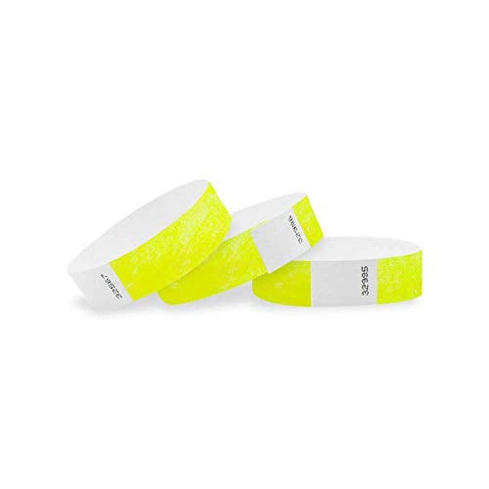 WristCo Neon Yellow Tyvek Wristbands for Events 100 Count Â¾â€ x 10â