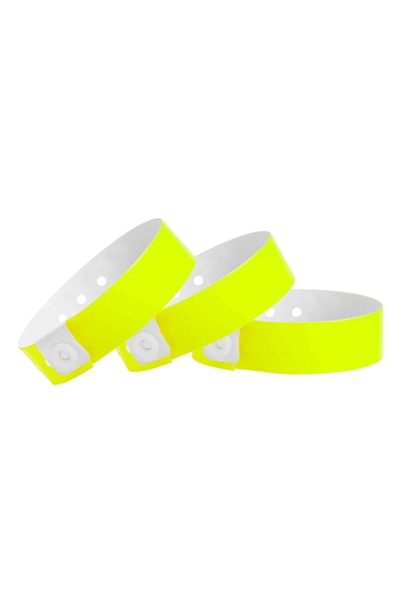 500 Vinyl WristCo Wristbands for Events | Neon Yellow + | Water-proof Tamper-Proof Designs Prevents Reuse  Premium Grade Bracelets for Hospitals & Medical ID, Party, VIP Identification, USA Made