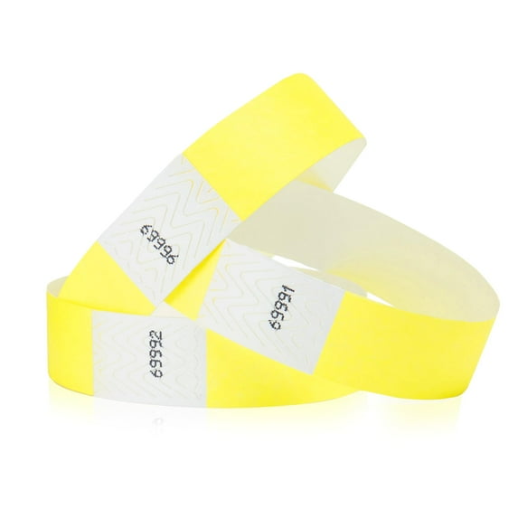 500 Tyvek WristCo Wristbands for Events | Neon Yellow + | Water-proof Tamper-Proof Designs Prevents Reuse – Premium Grade Bracelet for Hospitals & Medical ID, Party, VIP Identification, USA Made