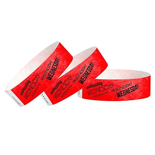 WristCo - Wednesday Neon Red Tyvek Wristbands for Events