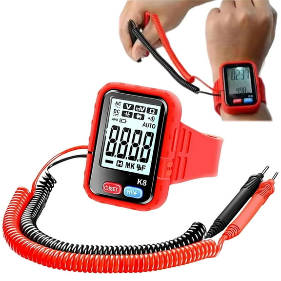 Wristband Multimeter Digital Tester High-Precision Voltage Current Resistance Capacitance Tester, Continuity Testing for Electricians
