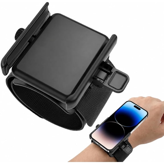 Wristband Phone Holder, No Screen Blocking, 360 Rotating Wrist Mount, Memory Lock, Quick Release, for Android, iPhone 17/16/15/14/13 Pro Max/Pro/Mini/12/11/SE/Xs/XR/8 Plus, Fits 46.7" Phones