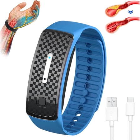 Wristband, Ultrasonic Bracelets, Titanium Wristband, Ultrasonic Fat Blasting and Detoxing Wristband, Titanium Wristband for Men and Women Blue
