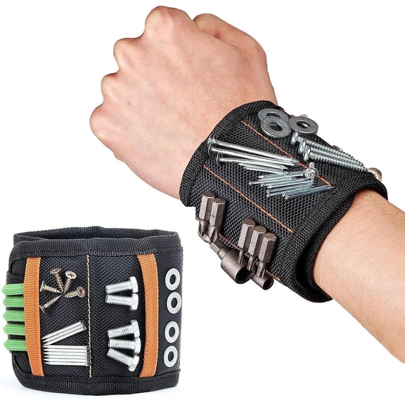 Wristband for Holding Tools Adjustable Wristband with 15 for Screws and Nails, Drill Bits, Father's Day Wrist Tool Holder