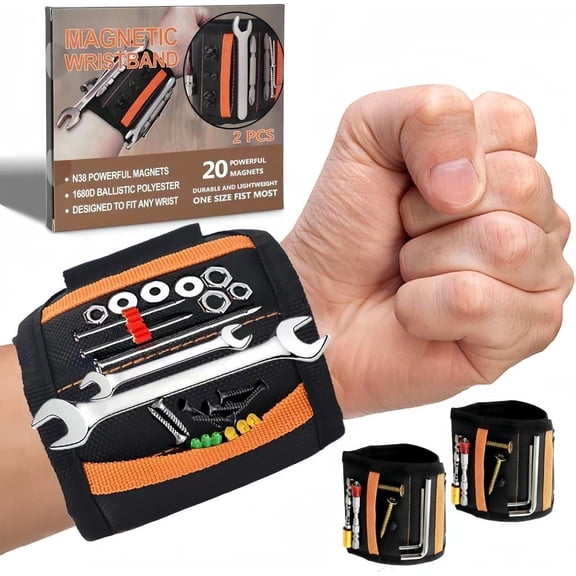 Wristband for Tools (2-) - Tool Belt for Men & Women - 20- for Hands- DIY & Construction, Screws, Nails, Bits - for Men, Handyman, Husband