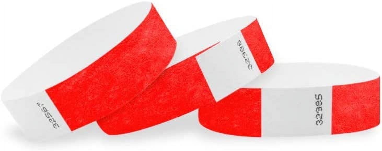 Red Rist Band Wristco Waterproof Unisex Paper Wristbands, Neon Red, 100 Count ...