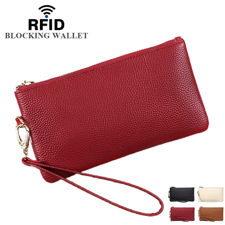 FALAN MULE Rfid Wallet Purse Wristlet Crossbody Bag for Women Leather  Ladies Clutch with 2 Straps