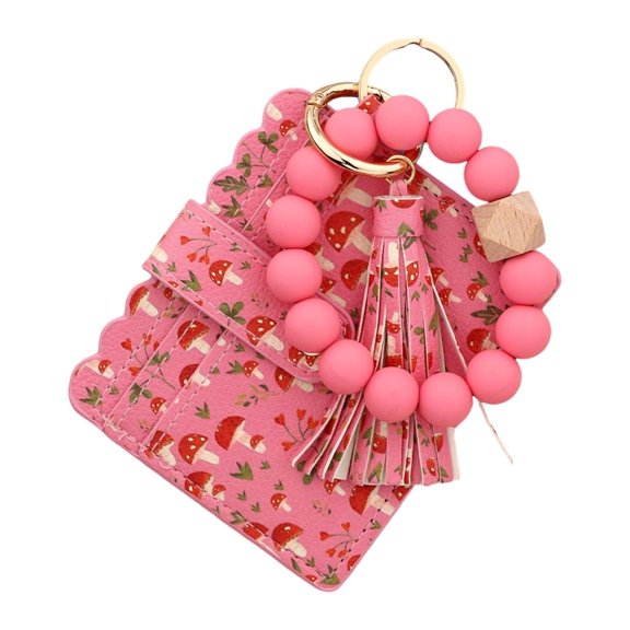 Wristlet Bracelet Keychain Wallet Credit Card Holders Beaded Keyring Purses