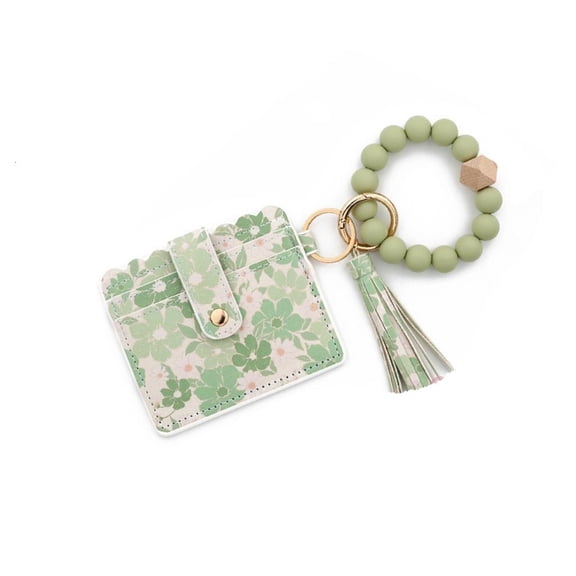 Wristlet Keychain Bracelet Wallet,Purses Bead Keyring Bangle Credit Card Holder