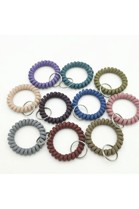Wristlet Keychain,Spring Flexible Wrist Coil Key Chain,Elastic Hair Ties,Stretchable Wristband Key Ring,Key Holder for Pool Gym Outdoor Sports,10 Pcs