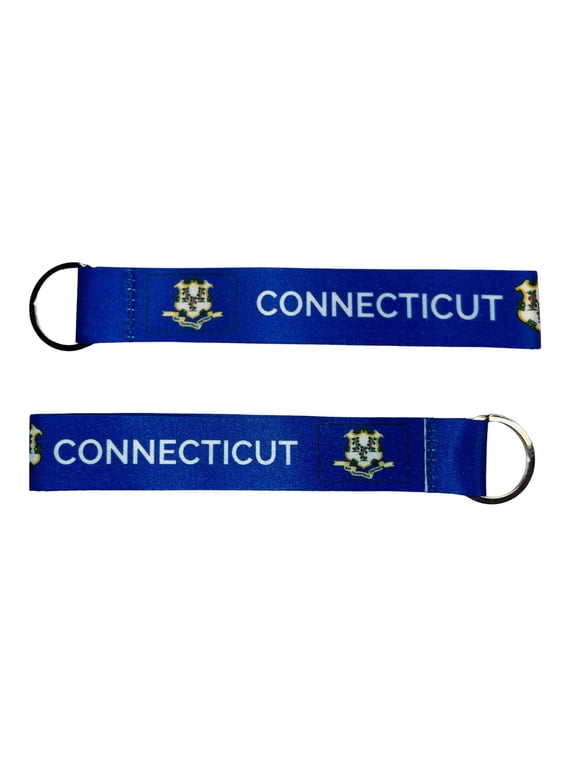 Wristlet Keychain - State Flag Connecticut - USA - K066 | Hand Loop Key Holder, Travel Souvenir, Lightweight Everyday Accessory