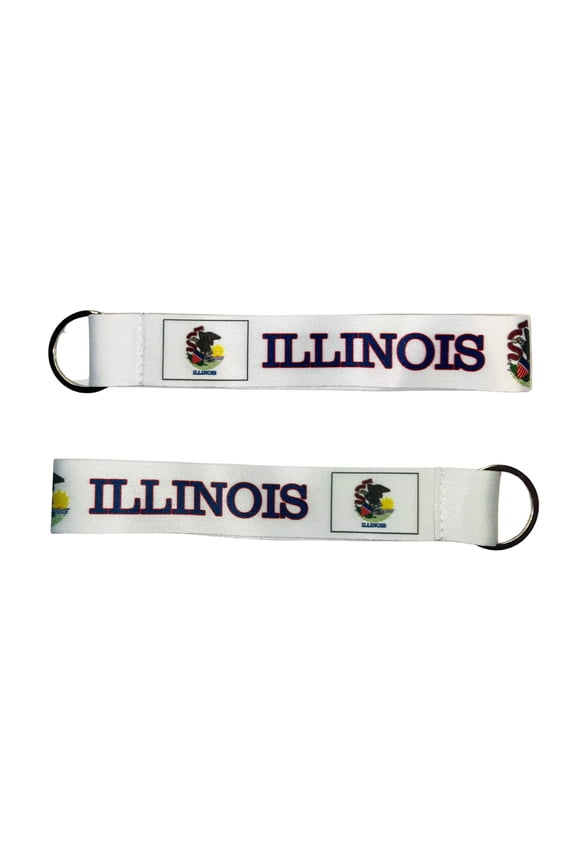Wristlet Keychain - State Flag Illinois - USA - K072 | Flag Keychain for Keys, ID Badge Holder, Phone, and More | Perfect for Badges ID Holders