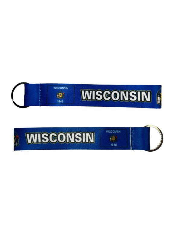 Wristlet Keychain - State Flag Wisconsin - USA - K103 | Hand Loop Key Holder, Travel Souvenir, Lightweight Everyday Accessory