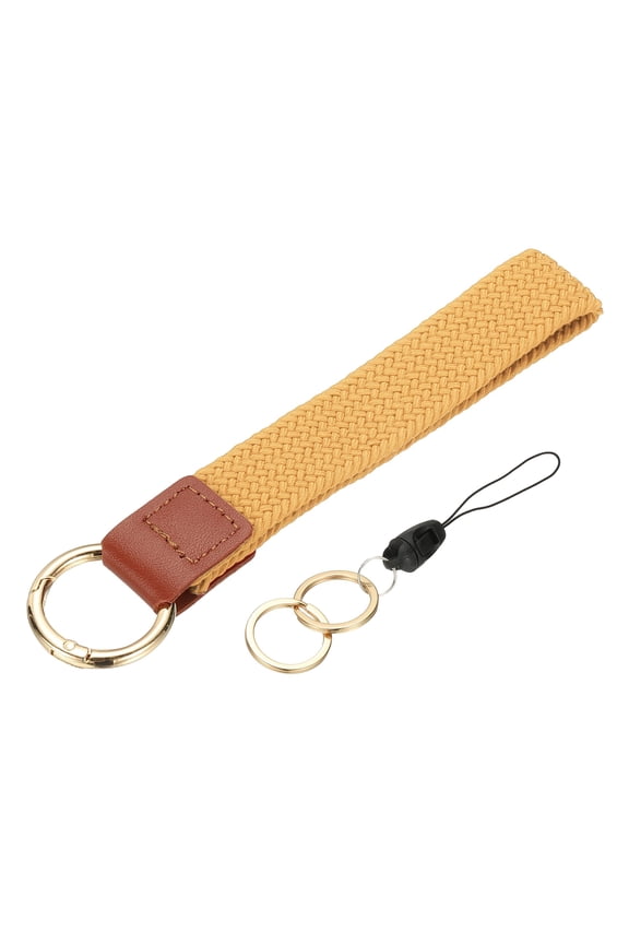 Wristlet Strap for Key, Durable Stretchy Hand Wrist Lanyard Wristlet Keychain Lanyard for Keys Phone Wallet ID Badges Card, Ginger Yellow