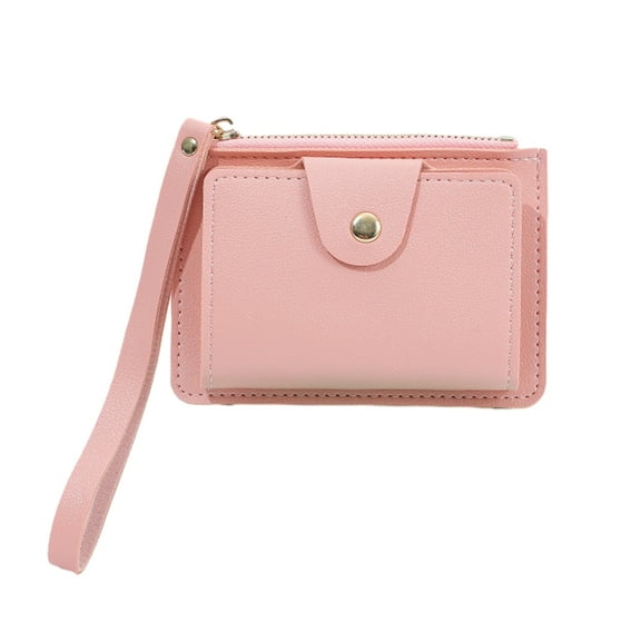 Wristlet Wallet Multi-slot PU Credit Card Bank Card Holder for Women Girl with Wrist Strap Solid Color Coin Cash Purse