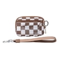 thumbnail image 1 of Wristlet Wallet for Women, Mini Zip Card Case with Clear ID Window Zipper Coin Purse, Lightweight Portable Keychain Wallet (Caramel), 1 of 8