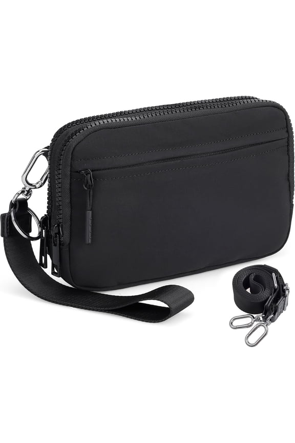Wristlet Wallets for Women,  Wristlet Purse Built in Wallet, Small Nylon Crossbody Bags, Credit Card Holder