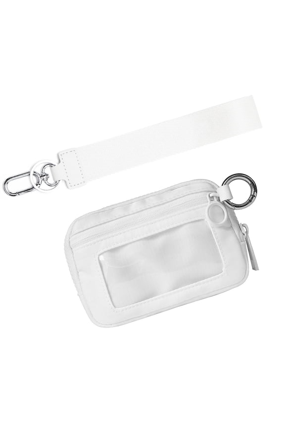 Wristlet Zip Card Case With ID Window Women'S Waterproof Nylon Keychain Wallet