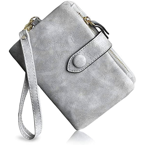 Wristlet with Card Slots Id Women's Bifold Wallets, Gray