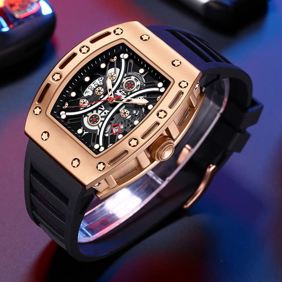 Wristwatch for Men Fashion Casual Cool Big Dial Watch Luminous Waterproof Sport Analog Quartz Business Mens Watches Silicon Strap Dress Watch