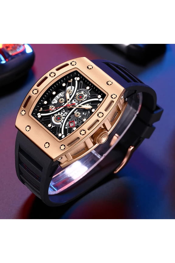 Wristwatch for Men Fashion Casual Cool Big Dial Watch Luminous Waterproof Sport Analog Quartz Business Mens Watches Silicon Strap Dress Watch